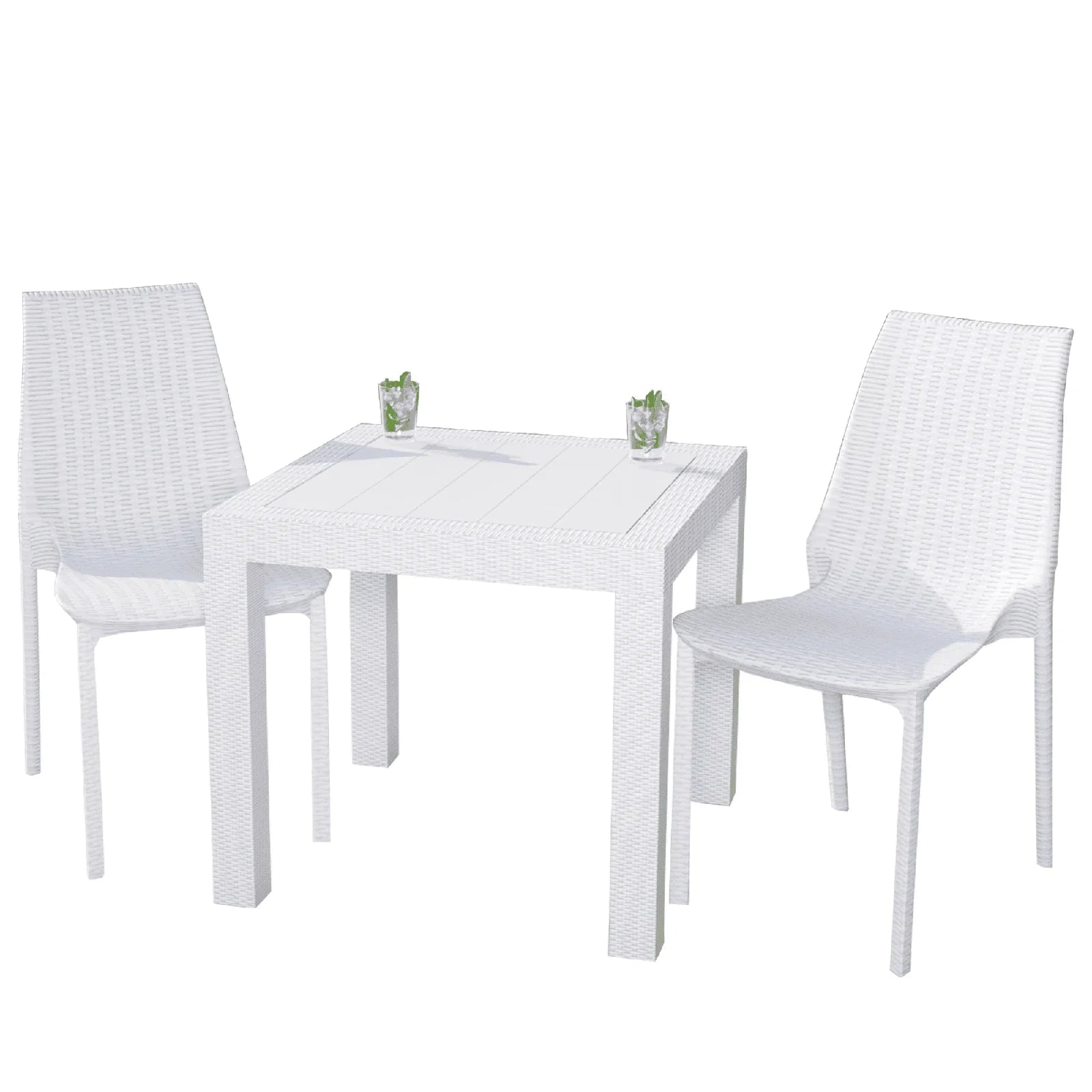 Kent Mid-Century Modern Weave Design 3-Piece Outdoor Patio Dining Set - Elax Furniture