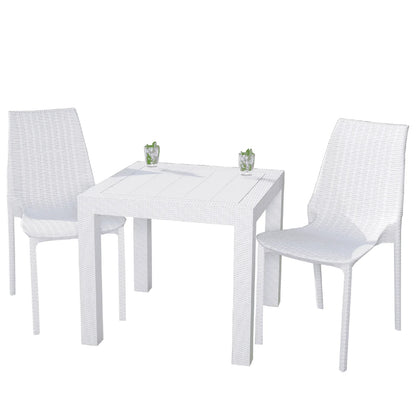Kent Mid-Century Modern Weave Design 3-Piece Outdoor Patio Dining Set - Elax Furniture