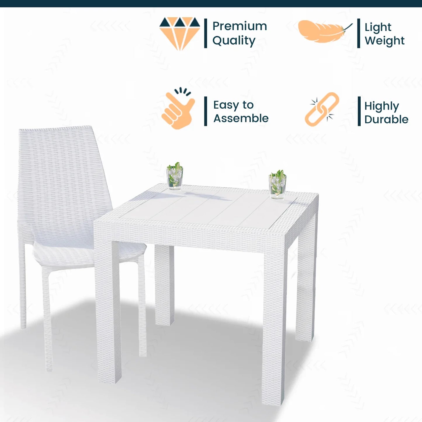 Kent Mid-Century Modern Weave Design 3-Piece Outdoor Patio Dining Set - Elax Furniture