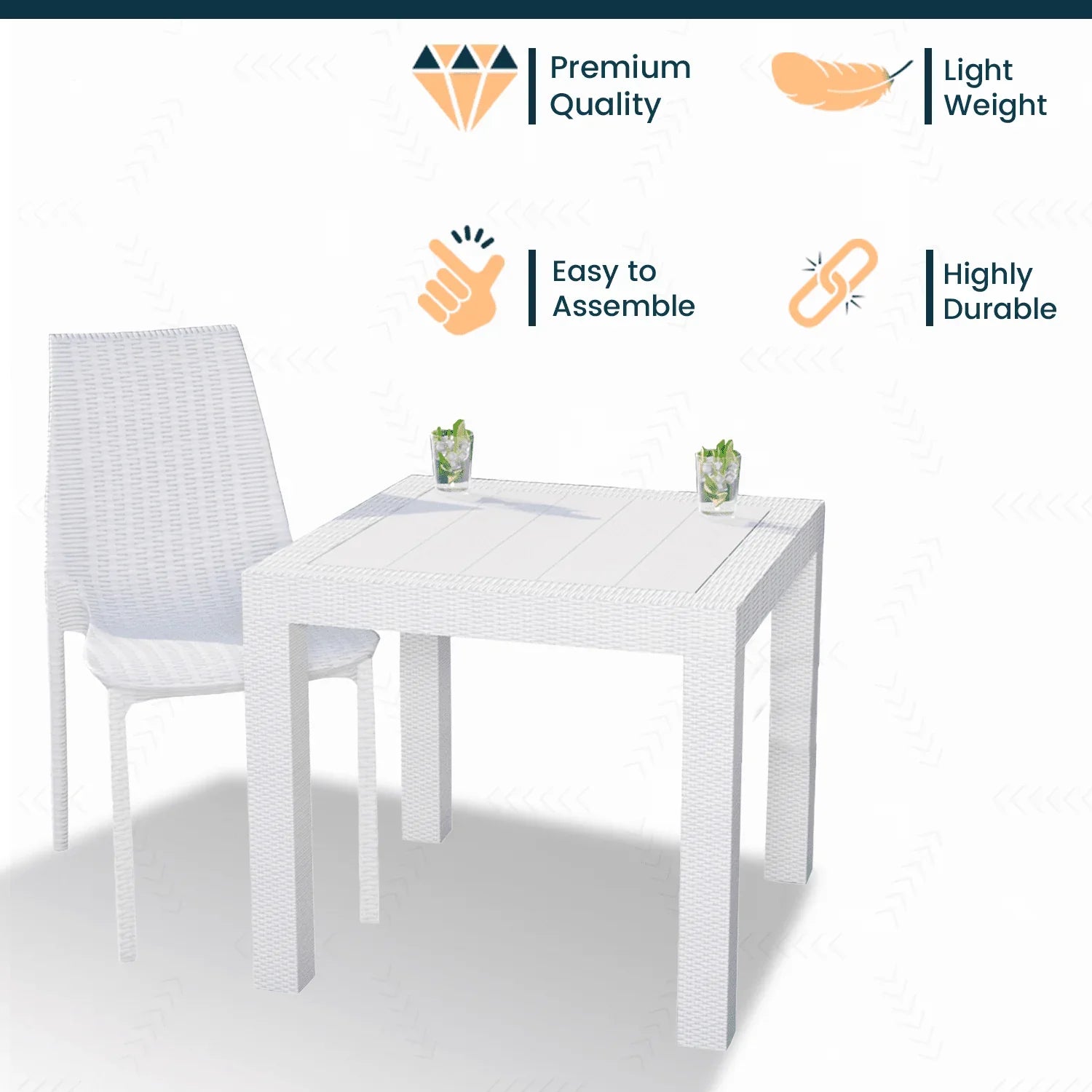 Kent Mid-Century Modern Weave Design 3-Piece Outdoor Patio Dining Set - Elax Furniture