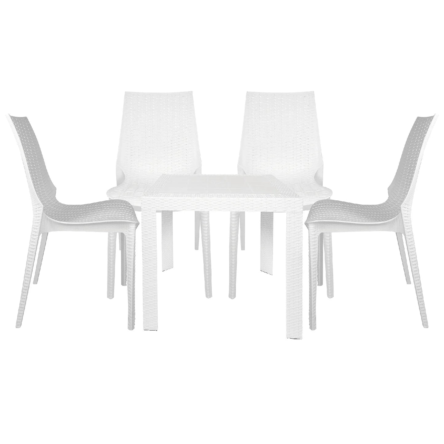 Kent Mid-Century Modern Weave Design 5-Piece Outdoor Patio Dining Set - Elax Furniture