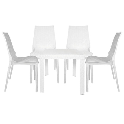 Kent Mid-Century Modern Weave Design 5-Piece Outdoor Patio Dining Set - Elax Furniture