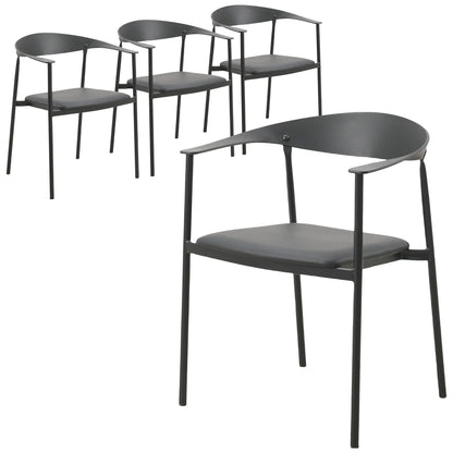 Kora Leather Dining Chair with Open-Back Design and Stainless Steel Frame and Legs Set of 4 - Elax Furniture