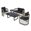 LeisureMod Klyra Patio Furniture Set – 5-Piece Aluminum Seating in Grey
