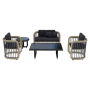 LeisureMod Klyra Patio Furniture Set – 5-Piece Aluminum Seating in Grey - Elax Furniture