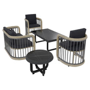 LeisureMod Klyra Patio Furniture Set – 5-Piece Aluminum Seating in Grey - Elax Furniture