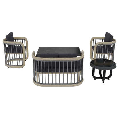 LeisureMod Klyra Patio Furniture Set – 5-Piece Aluminum Seating in Grey - Elax Furniture
