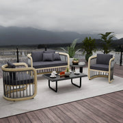 LeisureMod Klyra Patio Furniture Set – 5-Piece Aluminum Seating in Grey - Elax Furniture