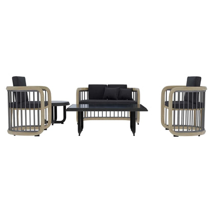 LeisureMod Klyra Patio Furniture Set – 5-Piece Aluminum Seating in Grey - Elax Furniture