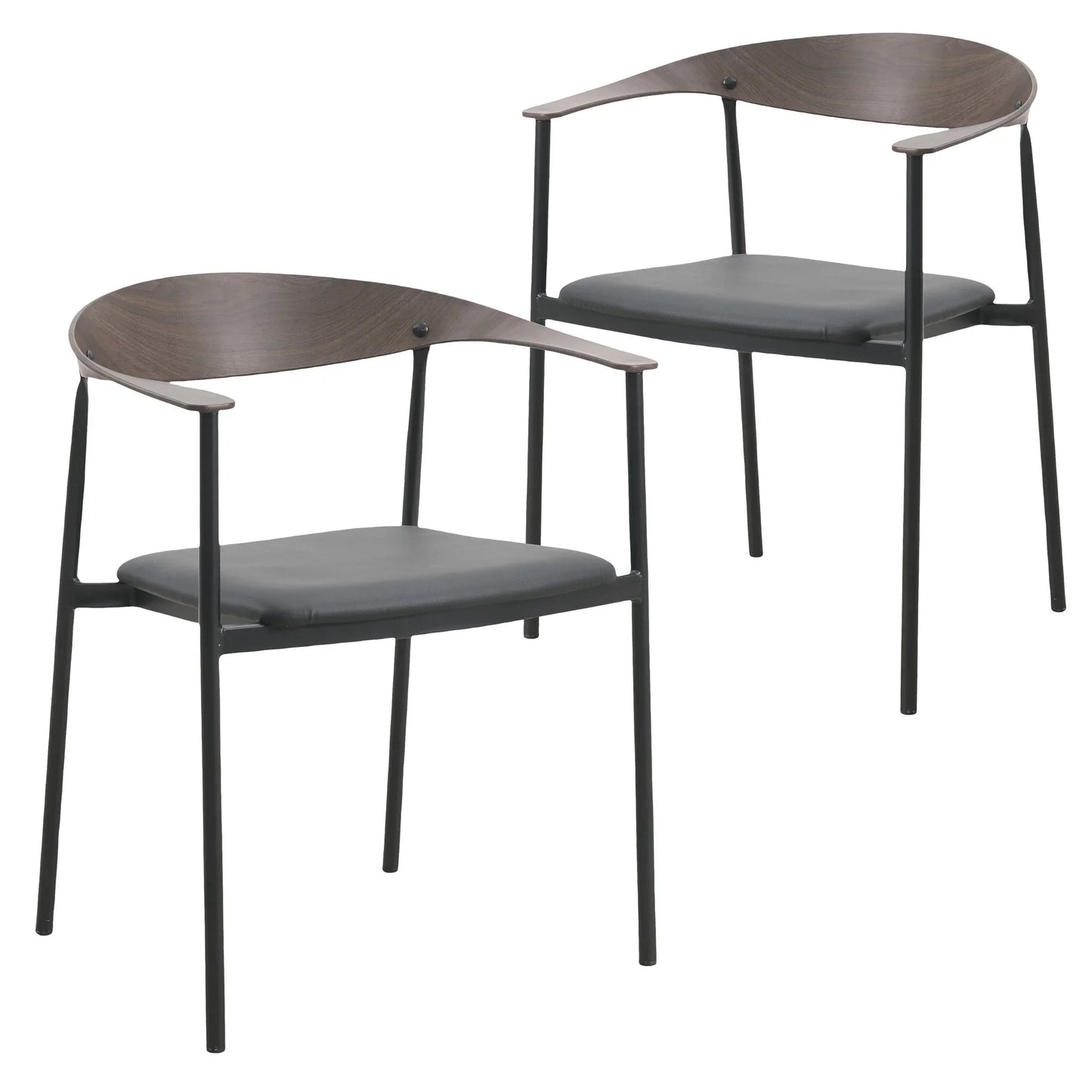 Kora Leather Dining Chair with Open-Back Design and Stainless Steel Frame and Legs Set of 2 - Elax Furniture