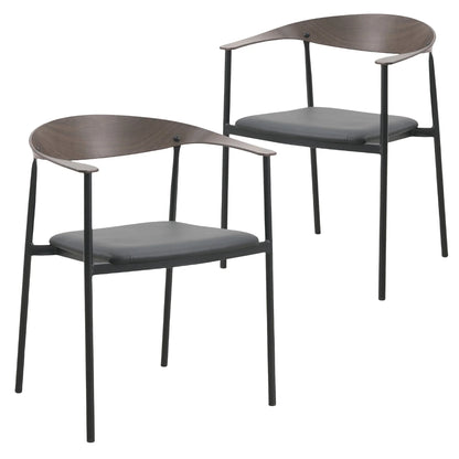 Kora Leather Dining Chair with Open-Back Design and Stainless Steel Frame and Legs Set of 2 - Elax Furniture