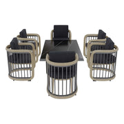 LeisureMod Klyra 7-Piece Aluminum Dining Set with 1 Rectangular Dining Table and 6 Dining Chairs in Grey - Elax Furniture