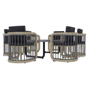 LeisureMod Klyra 7-Piece Aluminum Dining Set with 1 Rectangular Dining Table and 6 Dining Chairs in Grey - Elax Furniture