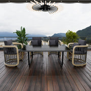 LeisureMod Klyra 7-Piece Aluminum Dining Set with 1 Rectangular Dining Table and 6 Dining Chairs in Grey - Elax Furniture