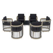 LeisureMod Klyra 7-Piece Aluminum Dining Set with 1 Rectangular Dining Table and 6 Dining Chairs in Grey - Elax Furniture
