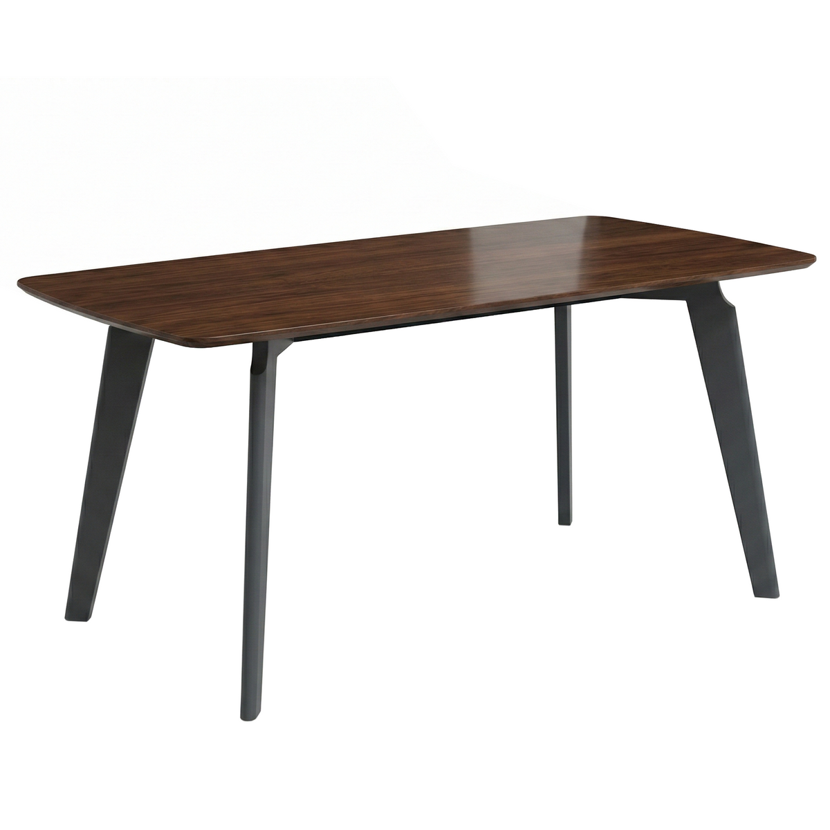 Krevor Modern Dining Table with Rectangular Stone/Glass Wide Tabletop with Black Steel Legs
