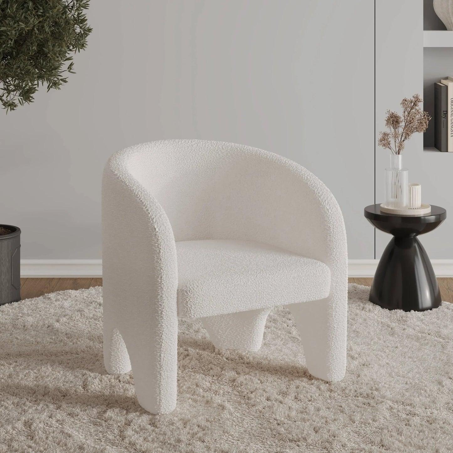 Lylo Accent Arm Chair Upholstered in Boucle/Velvet with Barrel Back Design - Elax Furniture