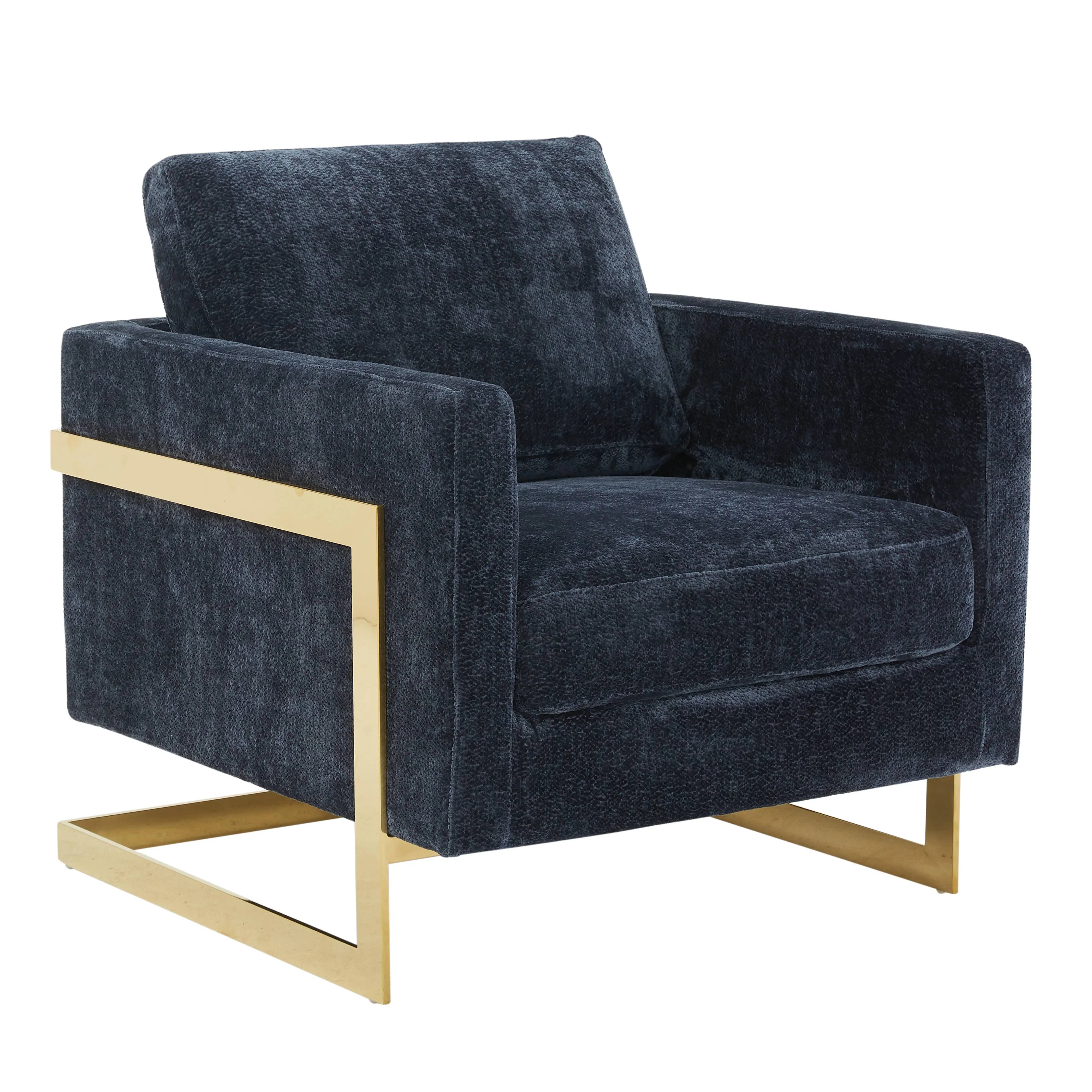 Lincoln Modern Upholstered Accent Armchair With Gold/Black Metal Frame - Elax Furniture