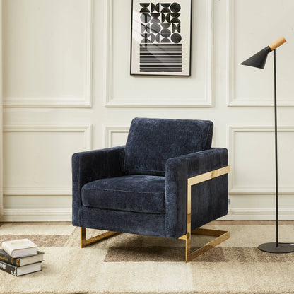 Lincoln Modern Upholstered Accent Armchair With Gold/Black Metal Frame - Elax Furniture