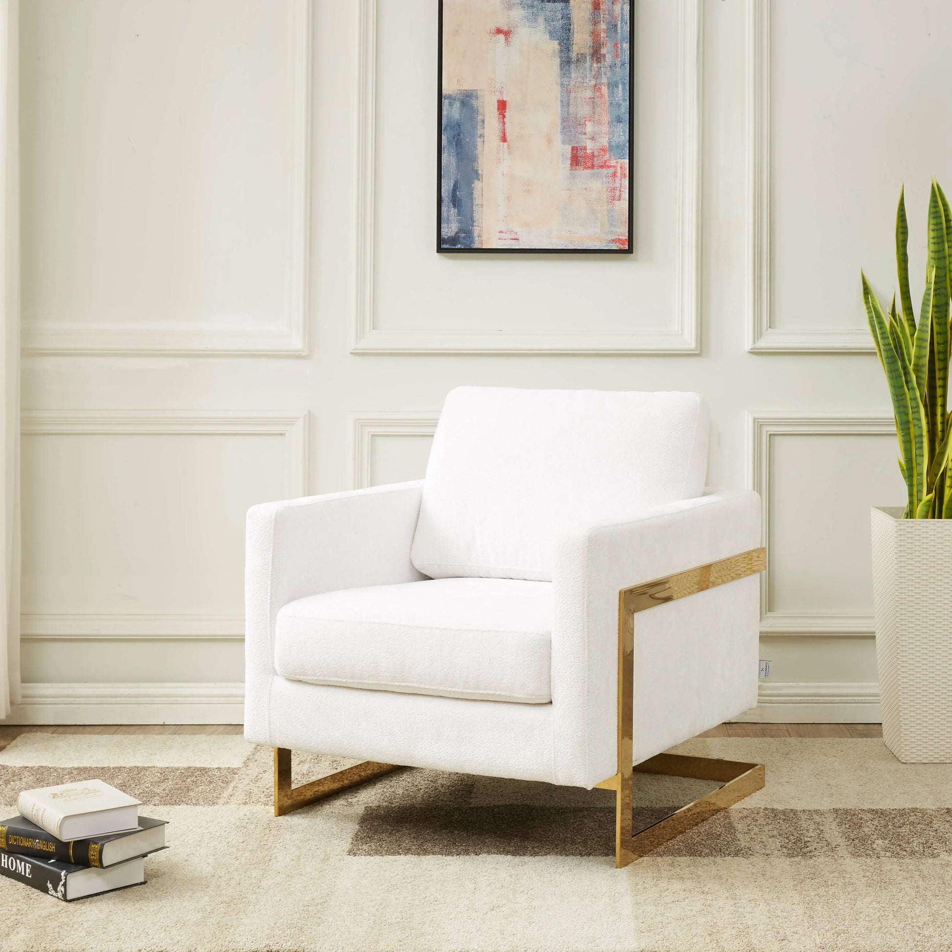 Lincoln Modern Upholstered Accent Armchair With Gold/Black Metal Frame - Elax Furniture