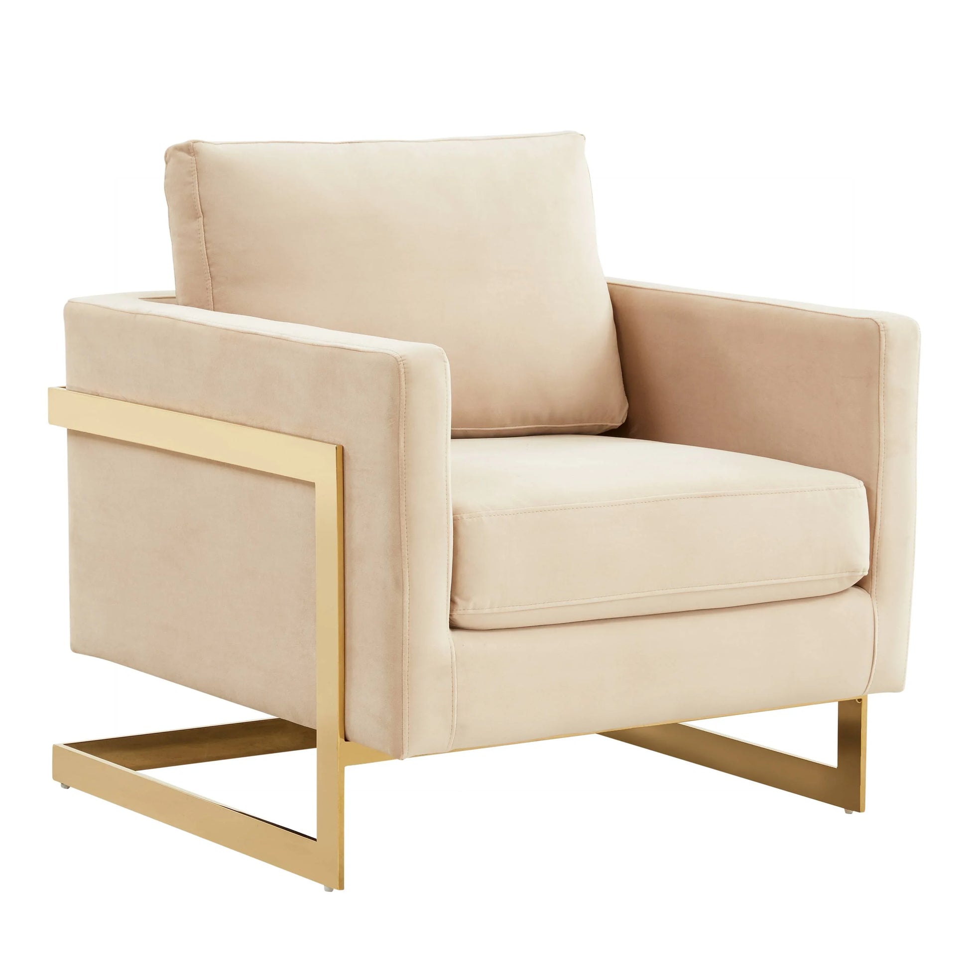 Lincoln Modern Upholstered Accent Armchair With Gold/Black Metal Frame - Elax Furniture