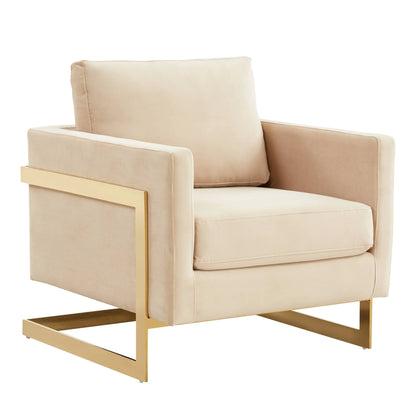 Lincoln Modern Upholstered Accent Armchair With Gold/Black Metal Frame - Elax Furniture