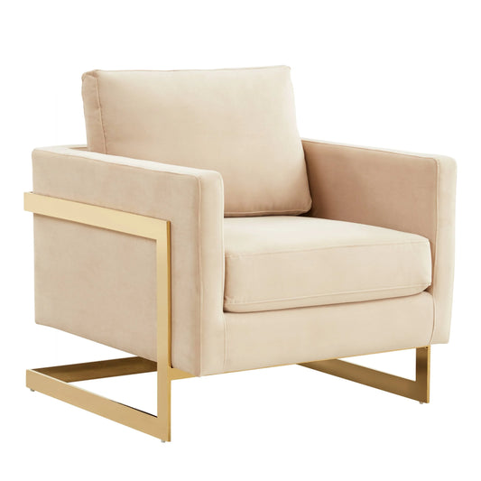 Lincoln Modern Upholstered Accent Armchair With Gold/Black Metal Frame - Elax Furniture