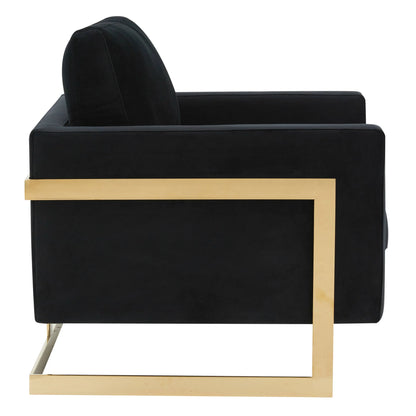 Lincoln Modern Upholstered Accent Armchair With Gold/Black Metal Frame - Elax Furniture