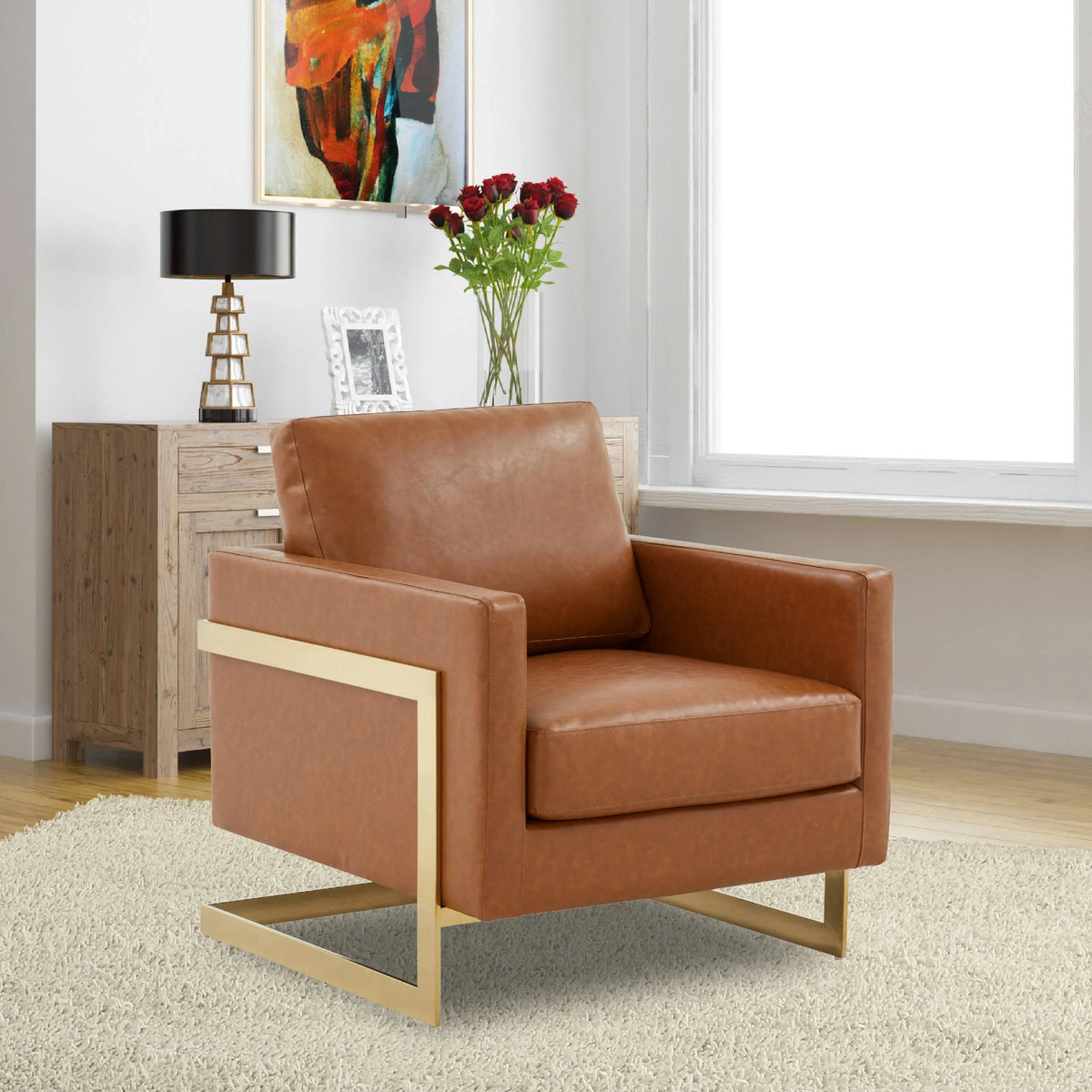 Lincoln Modern Upholstered Accent Armchair With Gold/Black Metal Frame - Elax Furniture