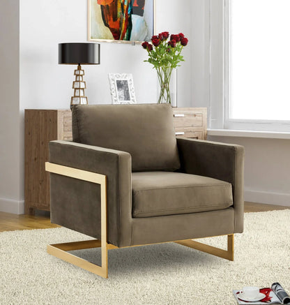 Lincoln Modern Upholstered Accent Armchair With Gold/Black Metal Frame - Elax Furniture