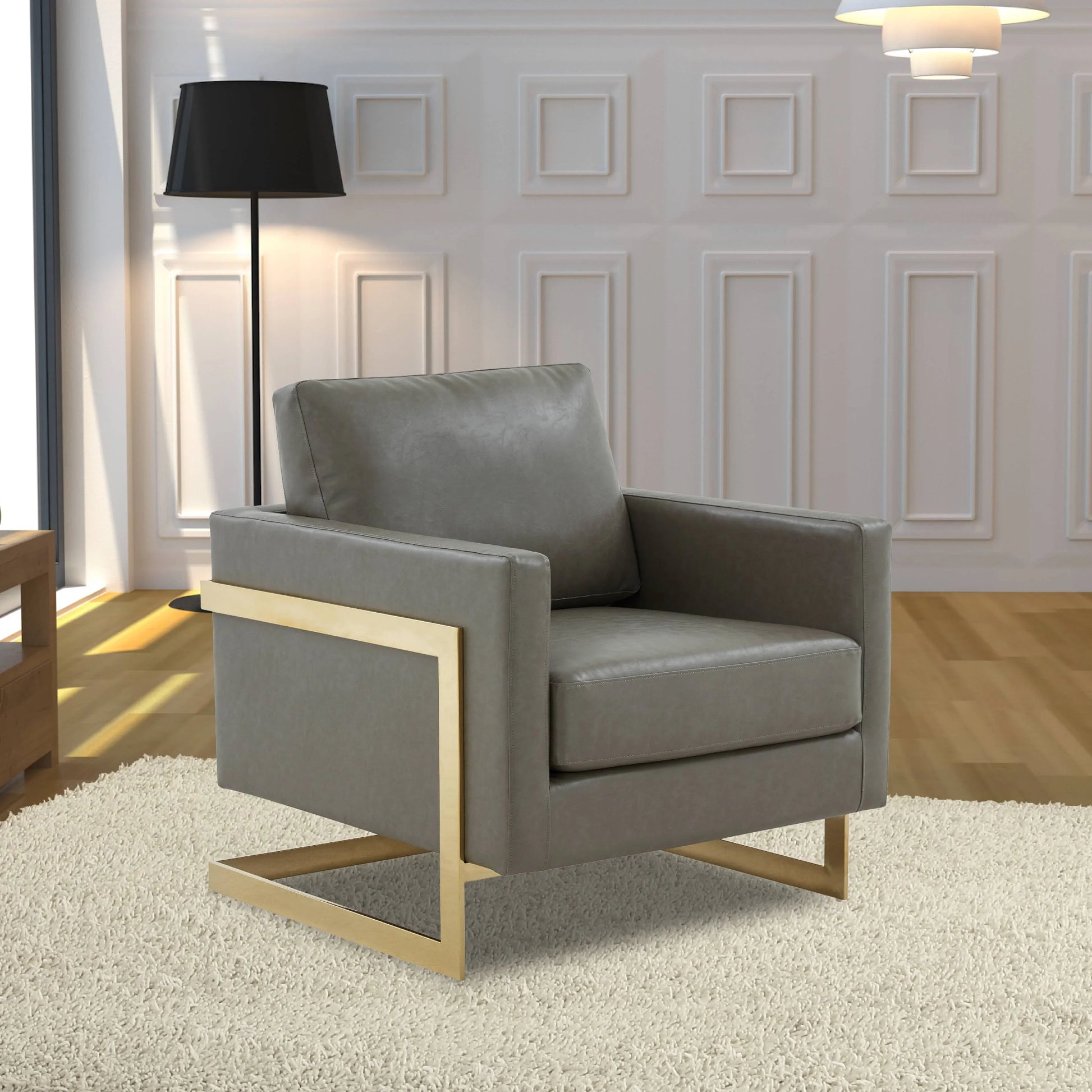 Lincoln Modern Upholstered Accent Armchair With Gold/Black Metal Frame - Elax Furniture