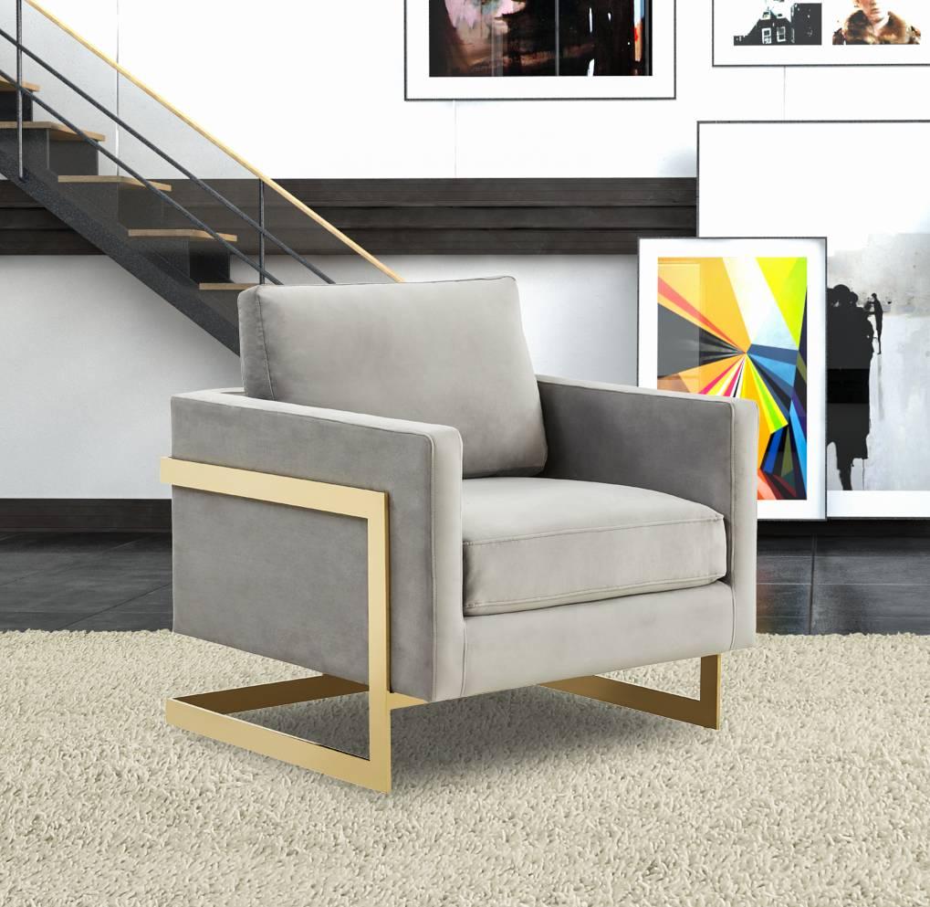 Lincoln Modern Upholstered Accent Armchair With Gold/Black Metal Frame - Elax Furniture