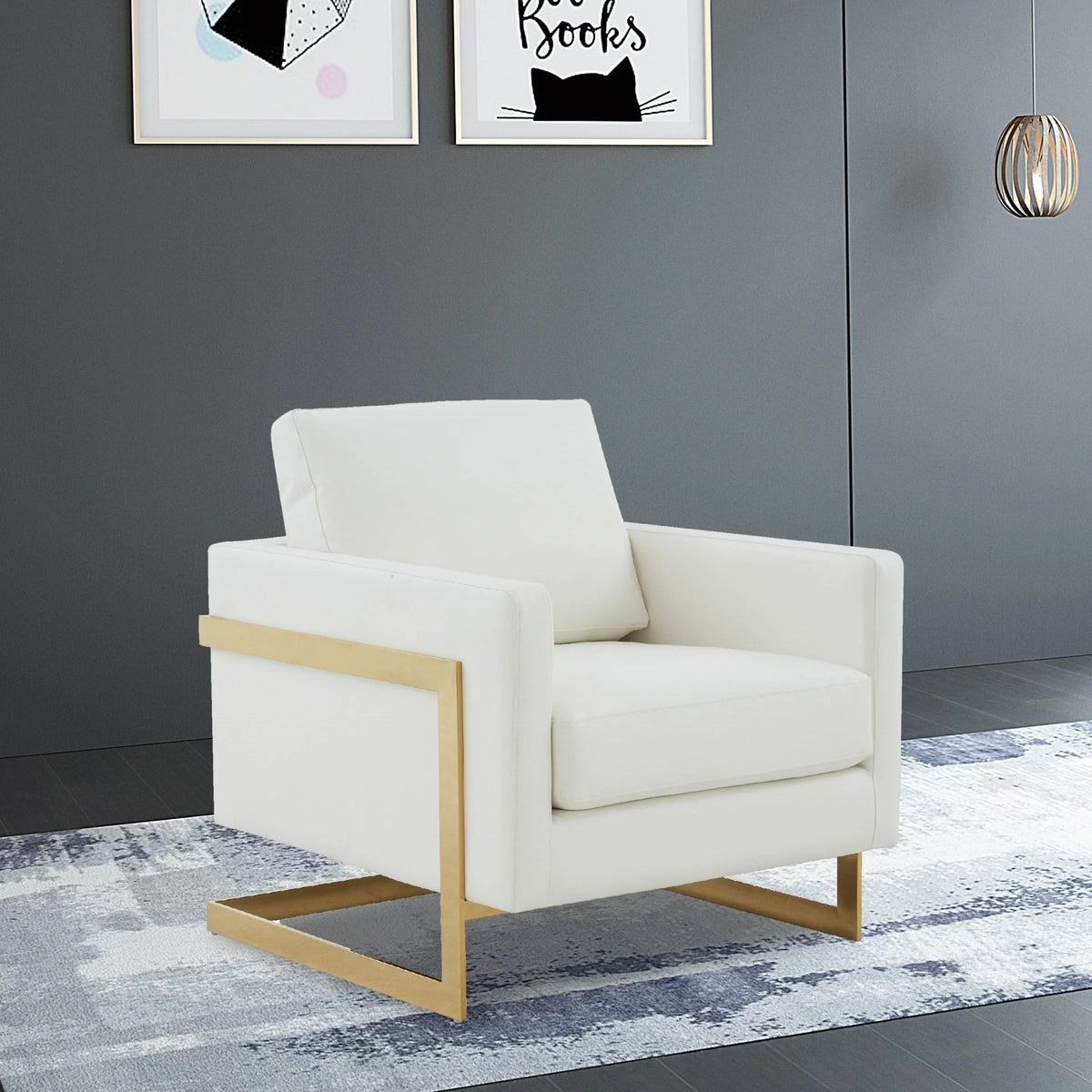 Lincoln Modern Upholstered Accent Armchair With Gold/Black Metal Frame - Elax Furniture