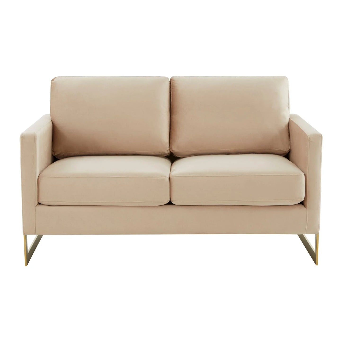 Lincoln Upholstered Velvet/Leather Loveseat With Gold Frame - Elax Furniture