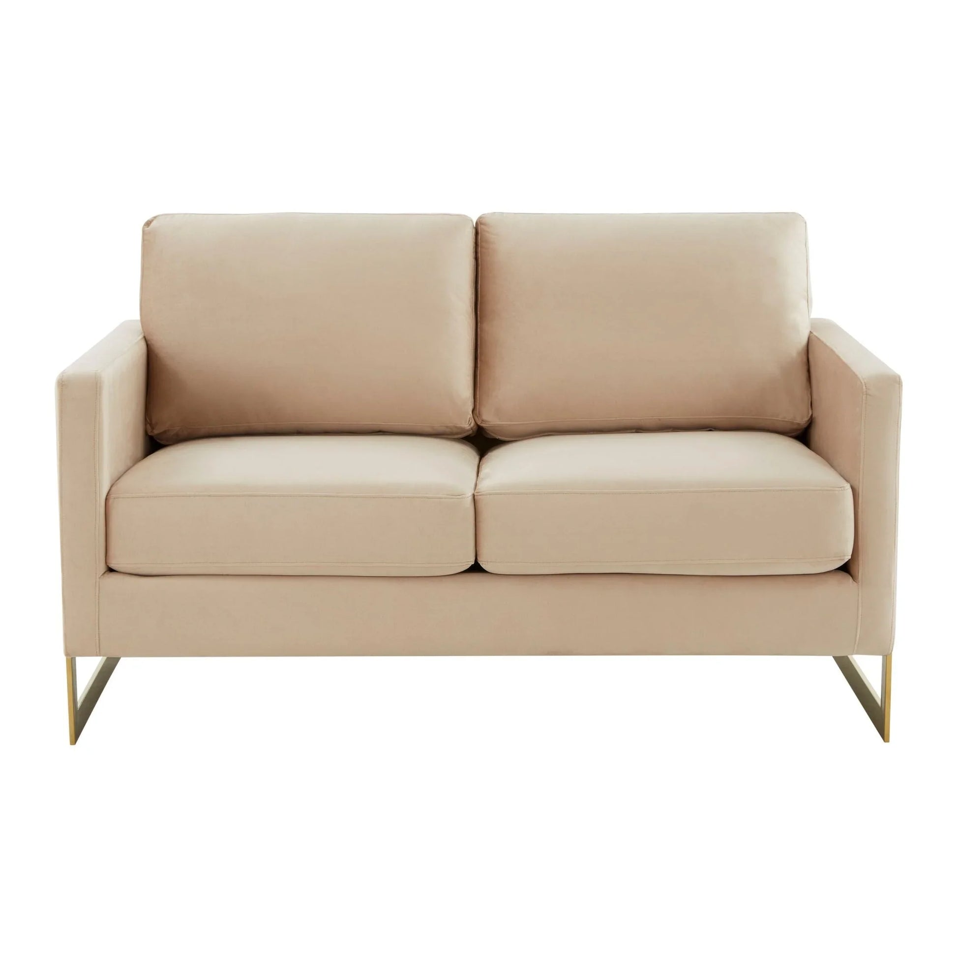 Lincoln Upholstered Velvet/Leather Loveseat With Gold Frame - Elax Furniture
