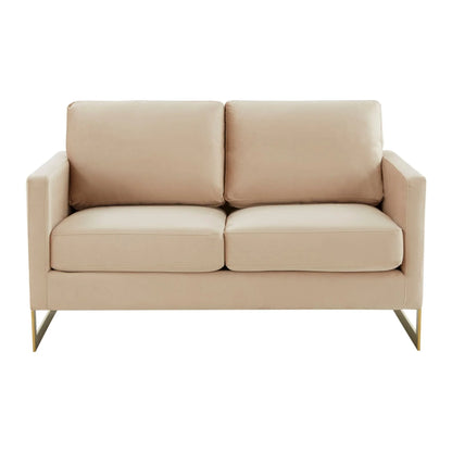 Lincoln Upholstered Velvet/Leather Loveseat With Gold Frame - Elax Furniture