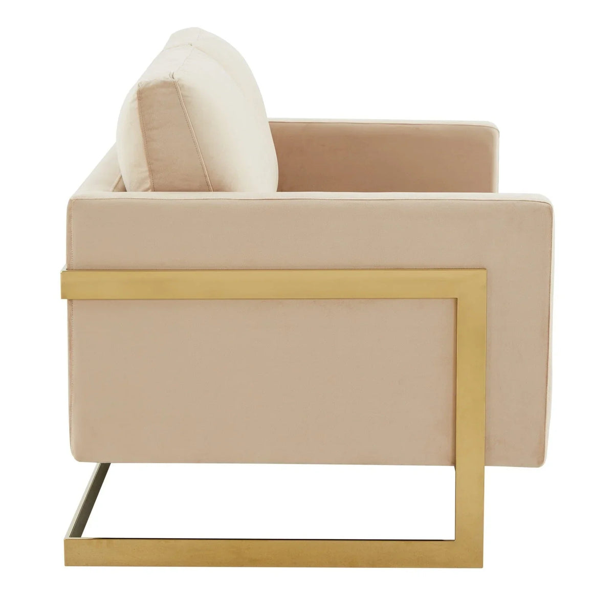 Lincoln Upholstered Velvet/Leather Loveseat With Gold Frame - Elax Furniture