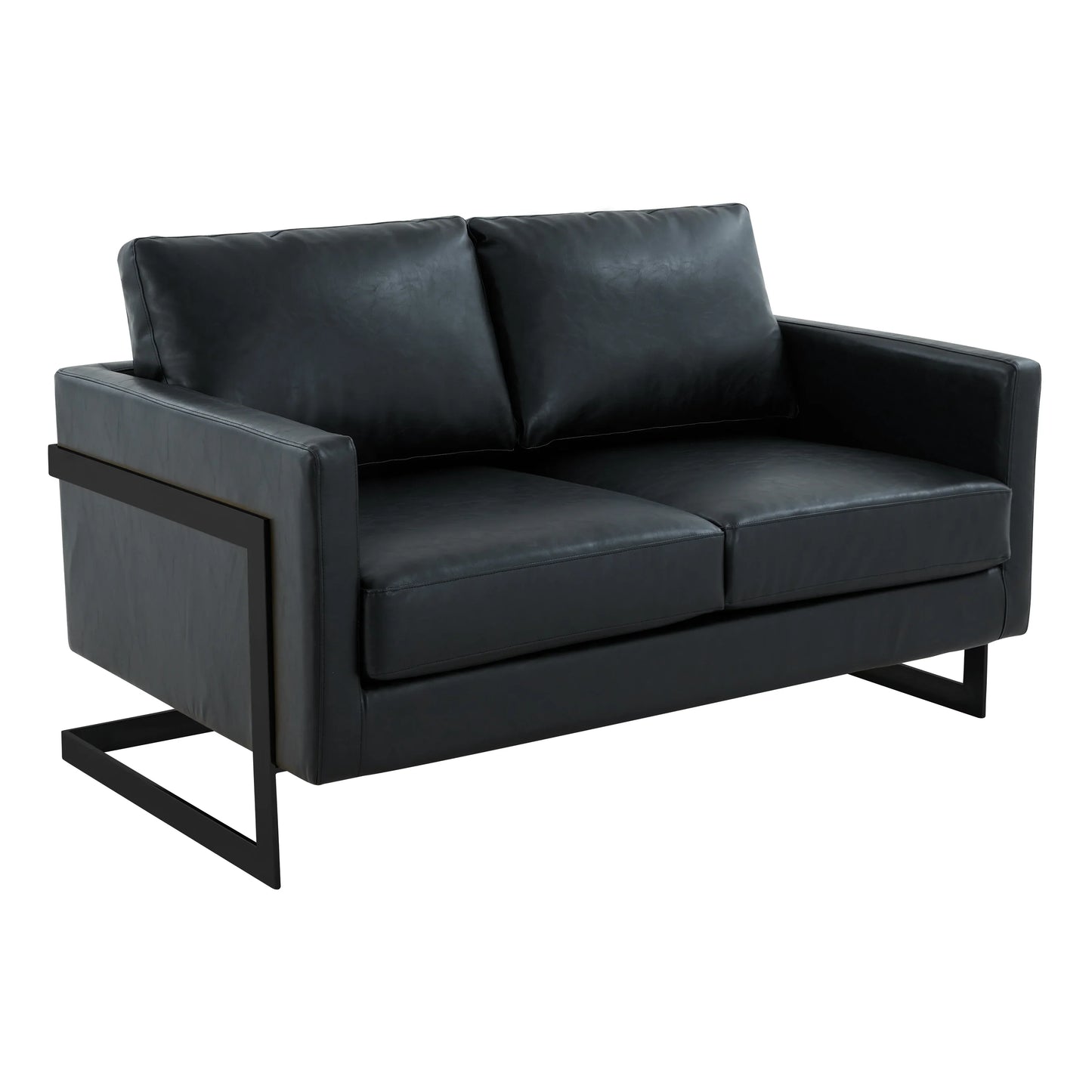 Lincoln Leather Loveseat Sofa with Black Stainless Steel Frame - Elax Furniture