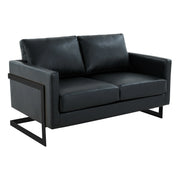Lincoln Leather Loveseat Sofa with Black Stainless Steel Frame - Elax Furniture