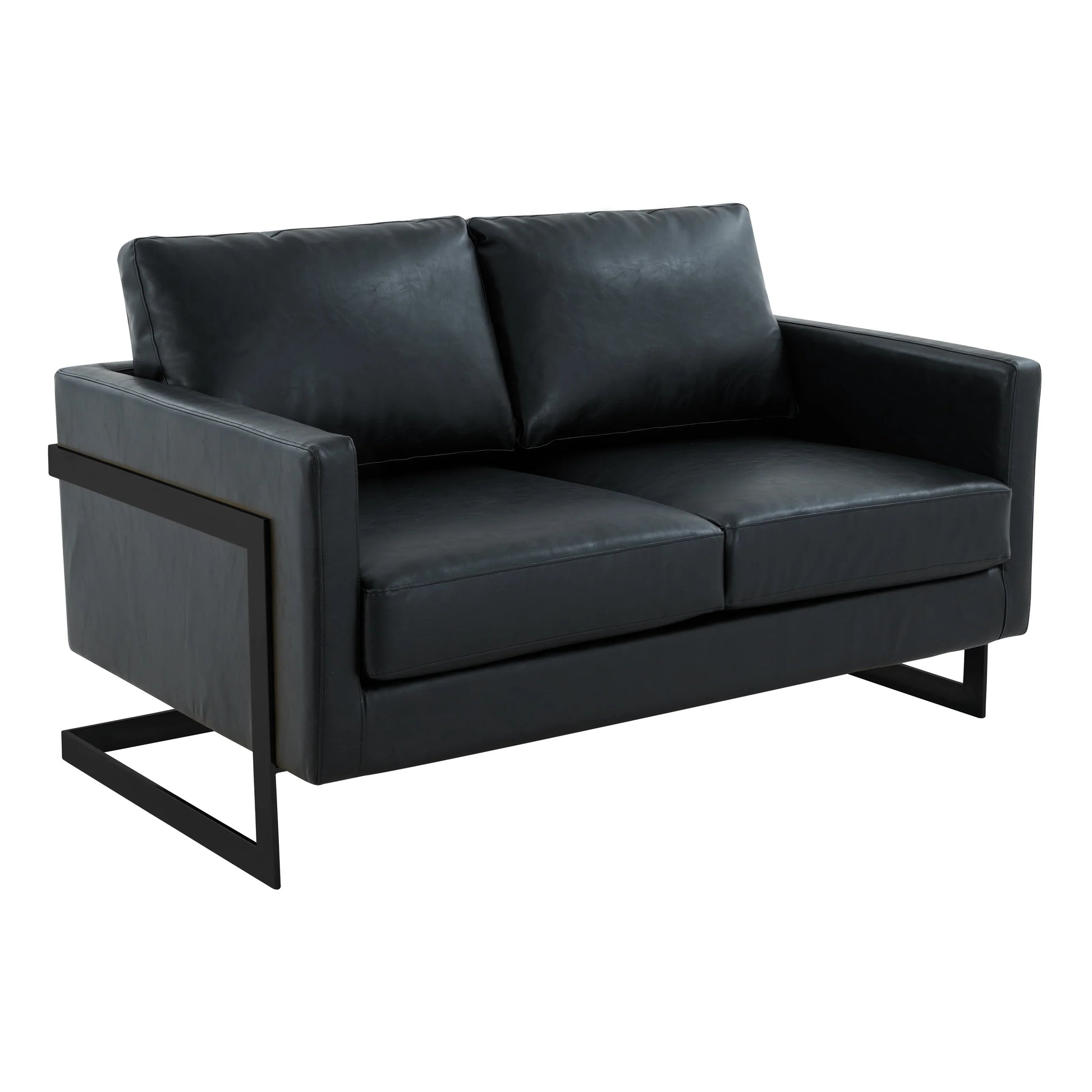 Lincoln Leather Loveseat Sofa with Black Stainless Steel Frame - Elax Furniture