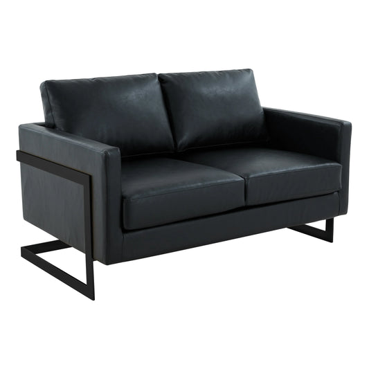 Lincoln Leather Loveseat Sofa with Black Stainless Steel Frame - Elax Furniture