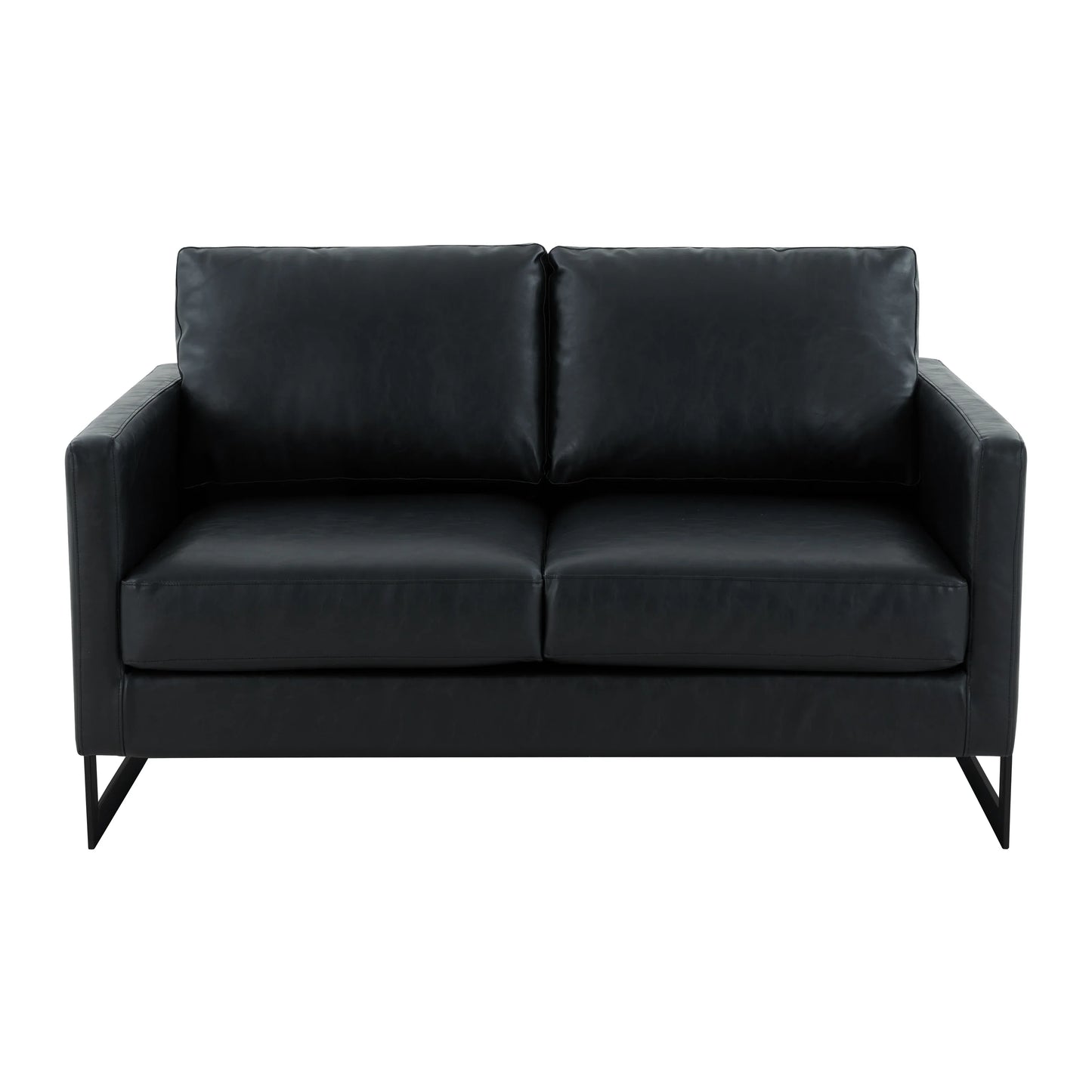 Lincoln Leather Loveseat Sofa with Black Stainless Steel Frame - Elax Furniture