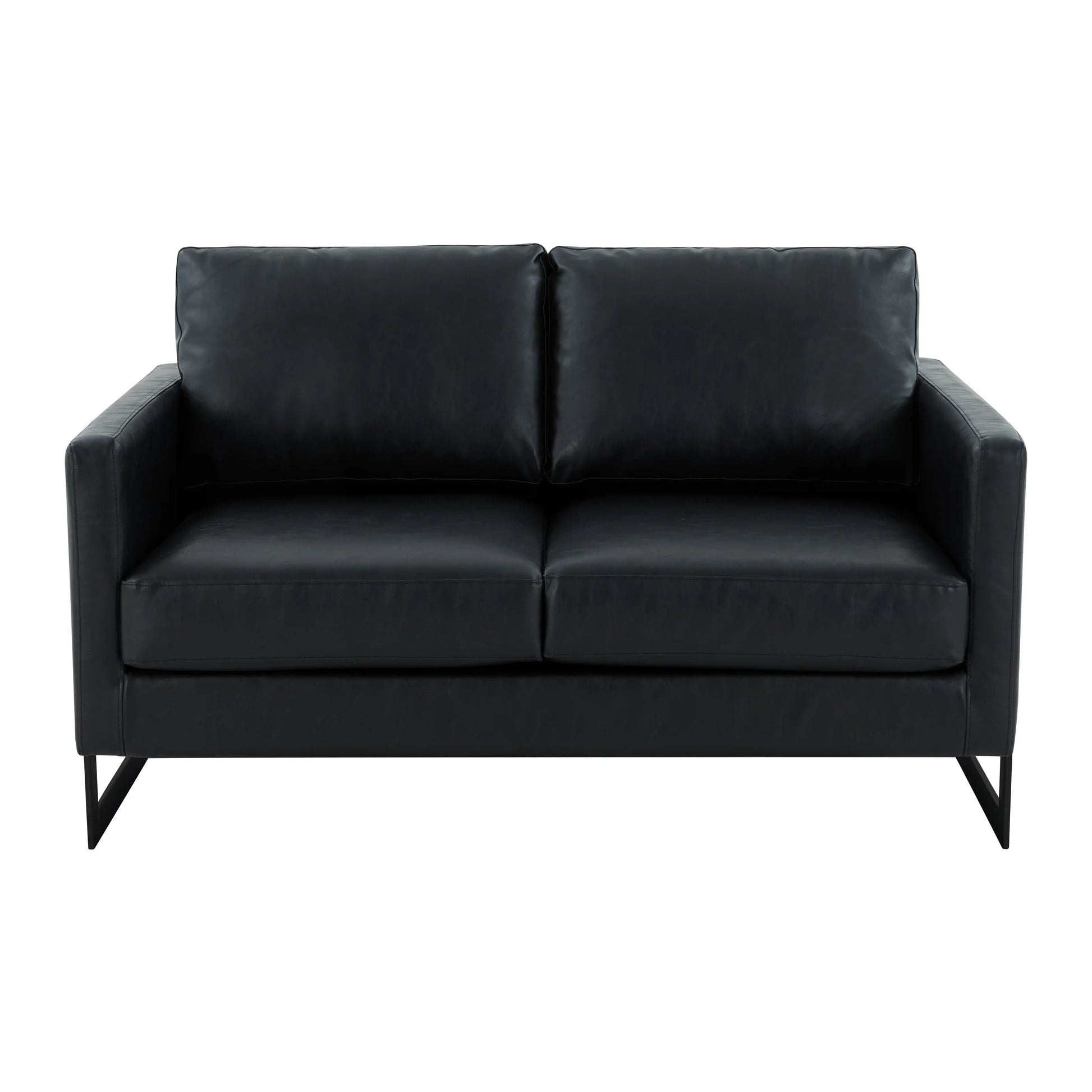 Lincoln Leather Loveseat Sofa with Black Stainless Steel Frame - Elax Furniture