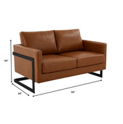 Lincoln Leather Loveseat Sofa with Black Stainless Steel Frame - Elax Furniture