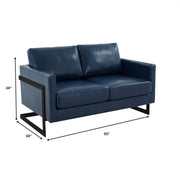 Lincoln Leather Loveseat Sofa with Black Stainless Steel Frame - Elax Furniture