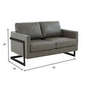 Lincoln Leather Loveseat Sofa with Black Stainless Steel Frame - Elax Furniture