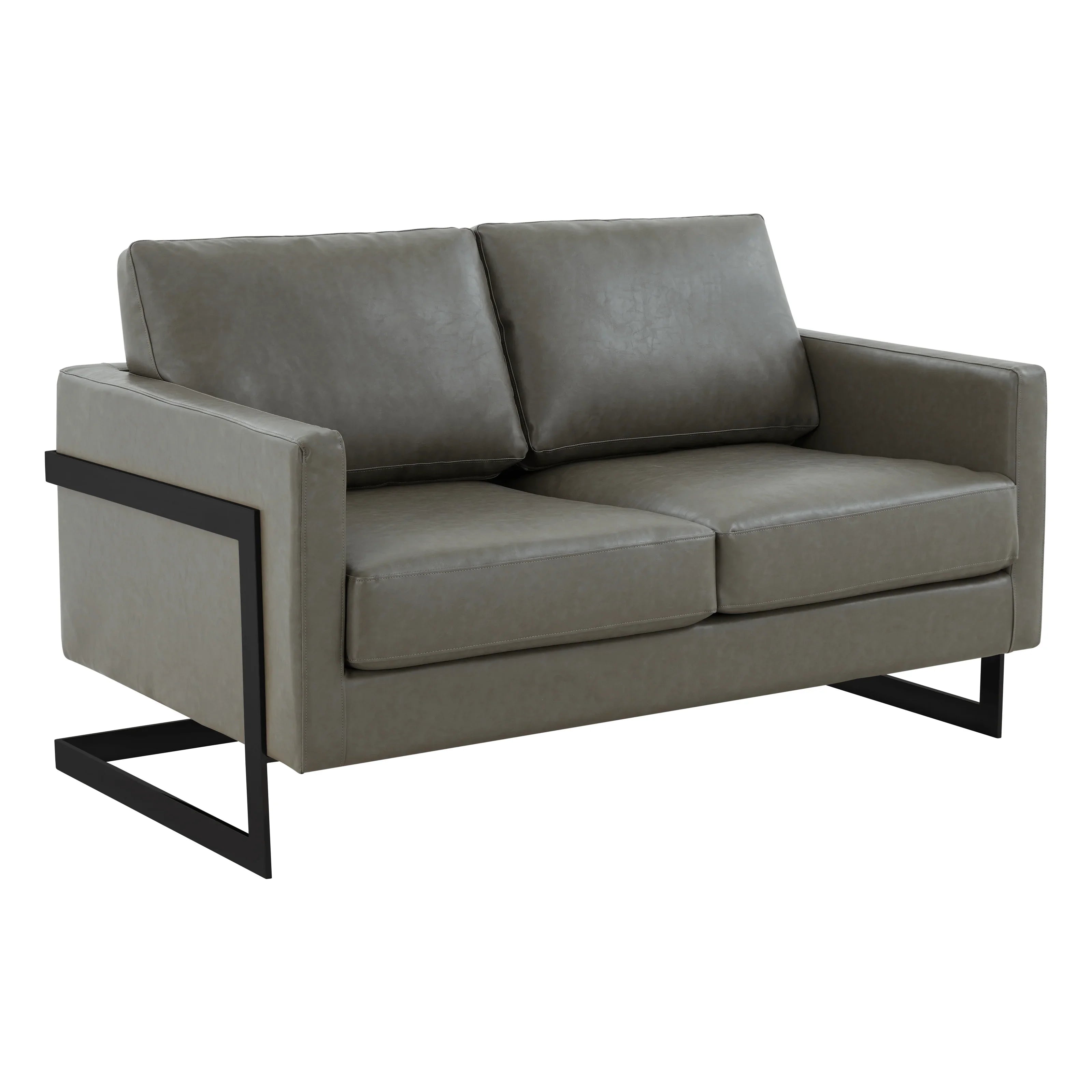 Lincoln Leather Loveseat Sofa with Black Stainless Steel Frame - Elax Furniture