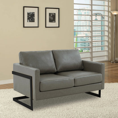 Lincoln Leather Loveseat Sofa with Black Stainless Steel Frame - Elax Furniture