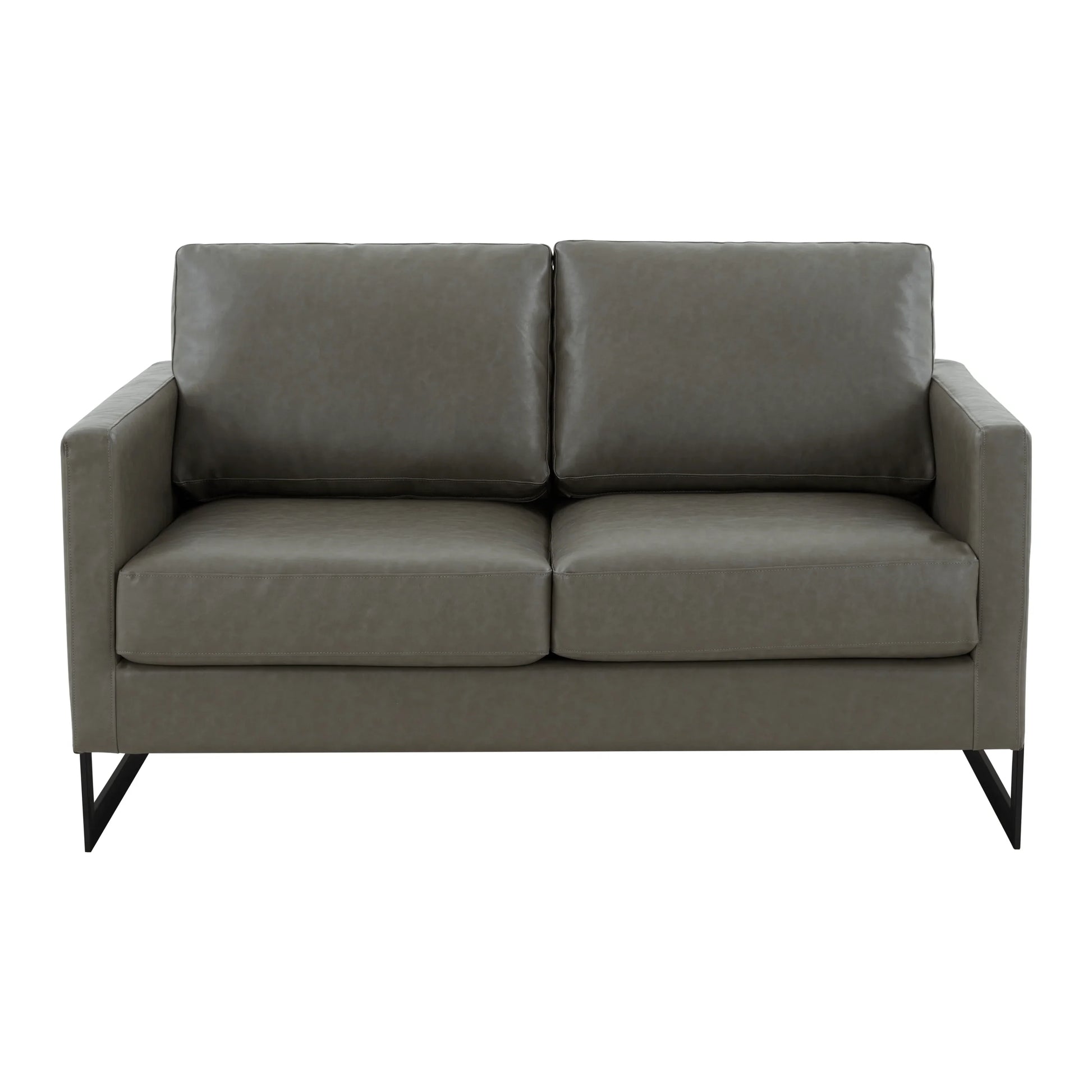 Lincoln Leather Loveseat Sofa with Black Stainless Steel Frame - Elax Furniture