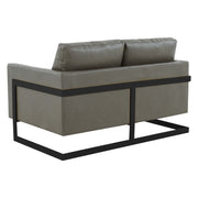 Lincoln Leather Loveseat Sofa with Black Stainless Steel Frame - Elax Furniture